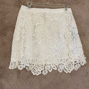 White TopShop Floral Lace Scalloped Hem Skirt